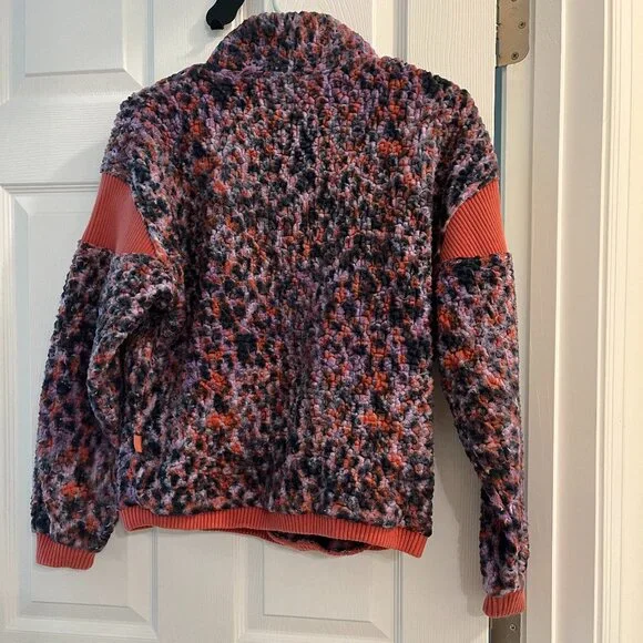 JoyLab *Purple & Coral* Animal Print | Half Zip Sherpa | XS | Pullover Fleece - Picture 3 of 9